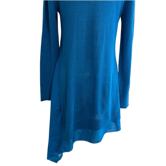 EILEEN FISHER Asymmetrical Blue V-Neck Sweater Silk Linen Blend Sz S Work‎ Party - Picture 4 of 10
